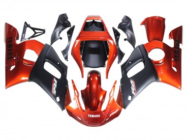Billige Yamaha YZF 600 R6 Motorrad Verkleidung 1998-2002 - Orange Matt Schwarz