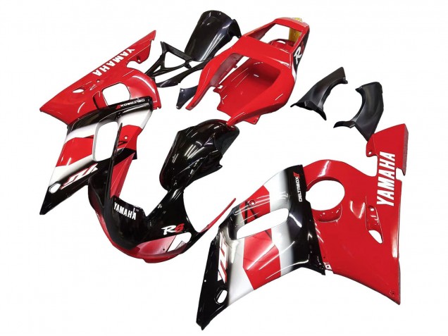 Billige Yamaha YZF 600 R6 Motorrad Verkleidung 1998-2002 - Rot Weiss Glanzendes Schwarz