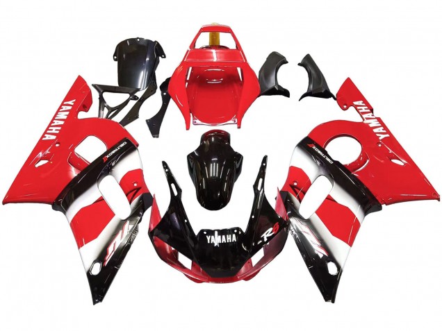 Billige Yamaha YZF 600 R6 Motorrad Verkleidung 1998-2002 - Rot Weiss Glanzendes Schwarz