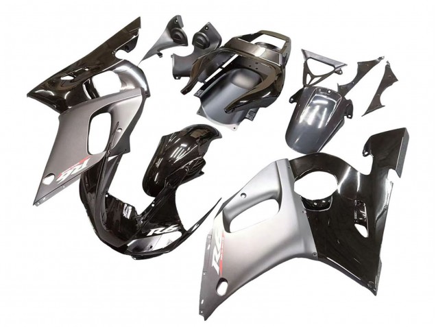 Billige Yamaha YZF 600 R6 Motorrad Verkleidung 1998-2002 - Silber Glanzendes Schwarz