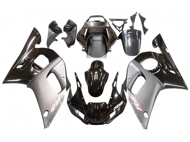 Billige Yamaha YZF 600 R6 Motorrad Verkleidung 1998-2002 - Silber Glanzendes Schwarz