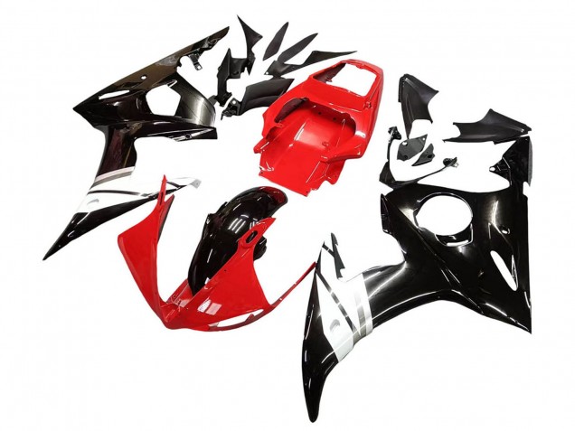 Billige Yamaha YZF R6 Motorrad Verkleidung 2003-2004 - Rot Weiss Glanzendes Schwarz