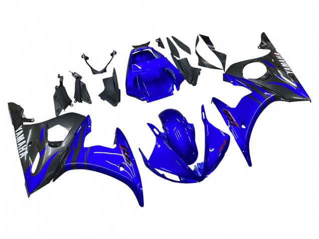 Billige Yamaha YZF R6 Motorrad Verkleidung 2003-2004 - Blau Glanzendes Schwarz