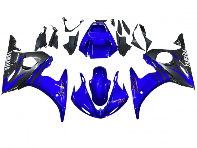 Billige Yamaha YZF R6 Motorrad Verkleidung 2003-2004 - Blau Glanzendes Schwarz