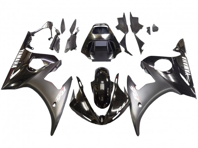 Billige Yamaha YZF R6 Motorrad Verkleidung 2003-2004 - Glanzendes Schwarz Matt Schwarz Weiss Aufkleber