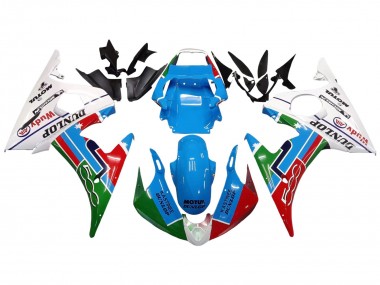 Billige Yamaha YZF R6S Motorrad Verkleidung 2006-2009 - Weiss Blau Grun Rot Kastinee Dunlop Motul