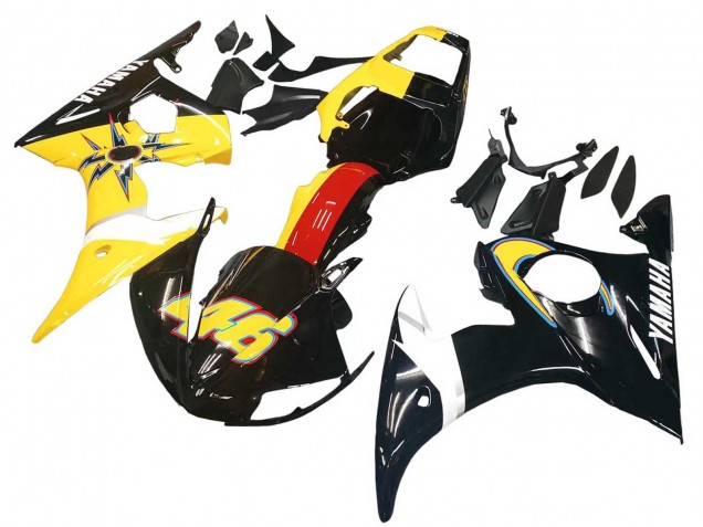 Billige Yamaha YZF R6 Motorrad Verkleidung 2003-2004 - Gelb Rot Glanzendes Schwarz 46