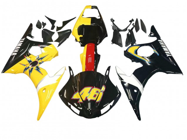 Billige Yamaha YZF R6 Motorrad Verkleidung 2003-2004 - Gelb Rot Glanzendes Schwarz 46