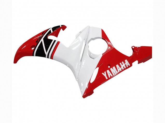 Billige Yamaha YZF R6 Motorrad Verkleidung 2003-2004 - Weiss Rot Glanzendes Schwarz