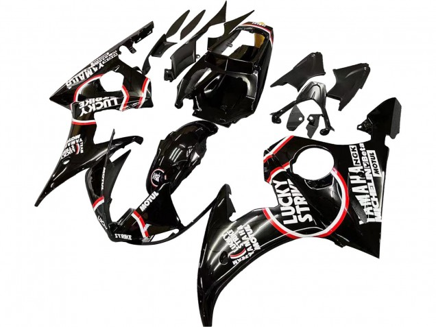 Billige Yamaha YZF R6 Motorrad Verkleidung 2003-2004 - Glanzendes Schwarz Rot Weiss Lucky Strike Motul