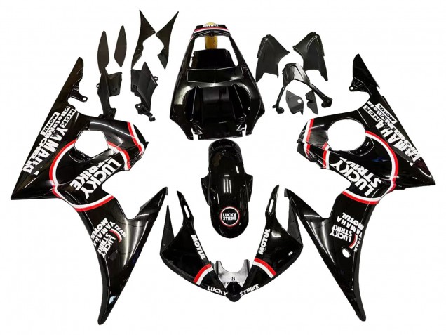 Billige Yamaha YZF R6 Motorrad Verkleidung 2003-2004 - Glanzendes Schwarz Rot Weiss Lucky Strike Motul
