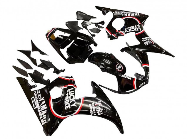 Billige Yamaha YZF R6S Motorrad Verkleidung 2006-2009 - Glanzendes Schwarz Rot Weiss Lucky Strike Motul
