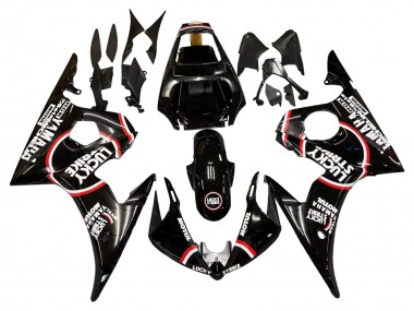 Billige Yamaha YZF R6S Motorrad Verkleidung 2006-2009 - Glanzendes Schwarz Rot Weiss Lucky Strike Motul