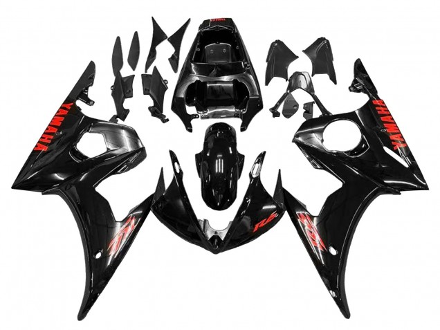 Billige Yamaha YZF R6 Motorrad Verkleidung 2003-2004 - Glanzendes Schwarz Rot