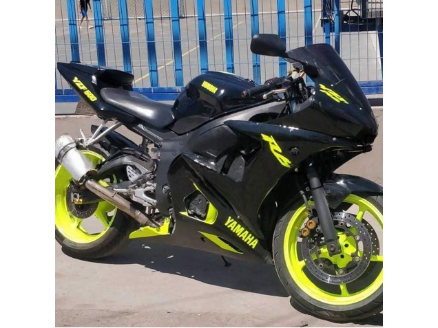 Billige Yamaha YZF R6S Motorrad Verkleidung 2006-2009 - Glanzendes Schwarz Neon Gelb