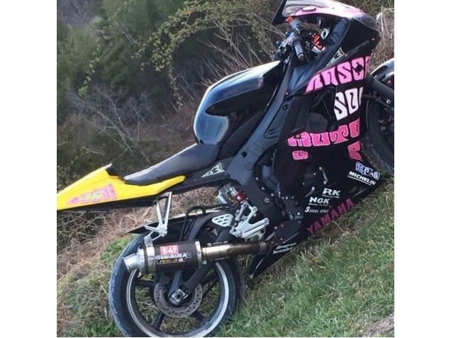 Billige Yamaha YZF R6 Motorrad Verkleidung 2003-2004 - Gelb Rosa Glanzendes Schwarz Rossi Repsol 46