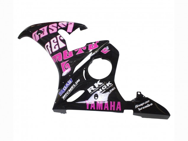 Billige Yamaha YZF R6 Motorrad Verkleidung 2003-2004 - Gelb Rosa Glanzendes Schwarz Rossi Repsol 46