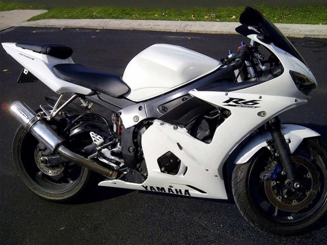 Billige Yamaha YZF R6S Motorrad Verkleidung 2006-2009 - Weiss Schwarz Aufkleber