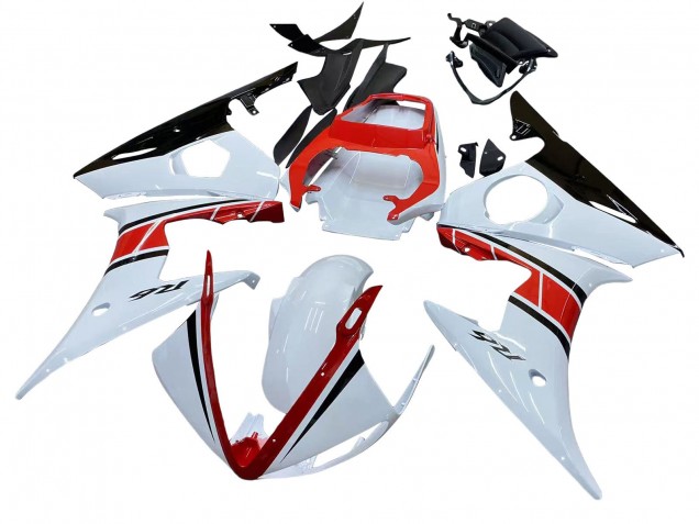 Billige Yamaha YZF R6S Motorrad Verkleidung 2006-2009 - Weiss Rot Glanzendes Schwarz