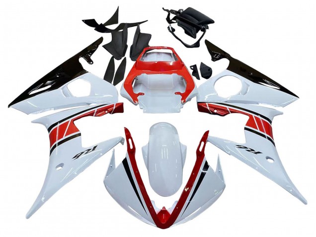 Billige Yamaha YZF R6S Motorrad Verkleidung 2006-2009 - Weiss Rot Glanzendes Schwarz