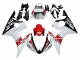 Billige Yamaha YZF R6 Motorrad Verkleidung 2003-2004 - Weiss Rot Glanzendes Schwarz Motul