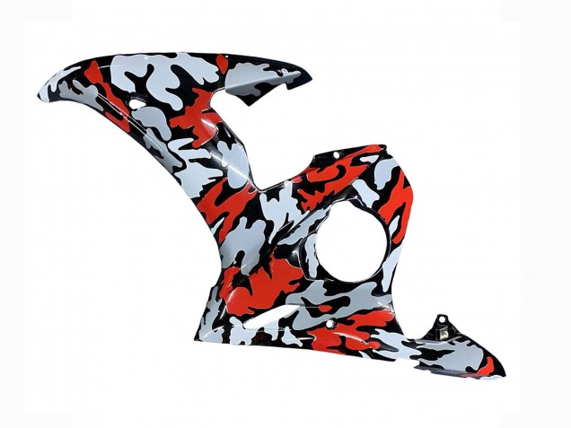 Billige Yamaha YZF R6 Motorrad Verkleidung 2003-2004 - Schwarz Rot Grau Camouflage