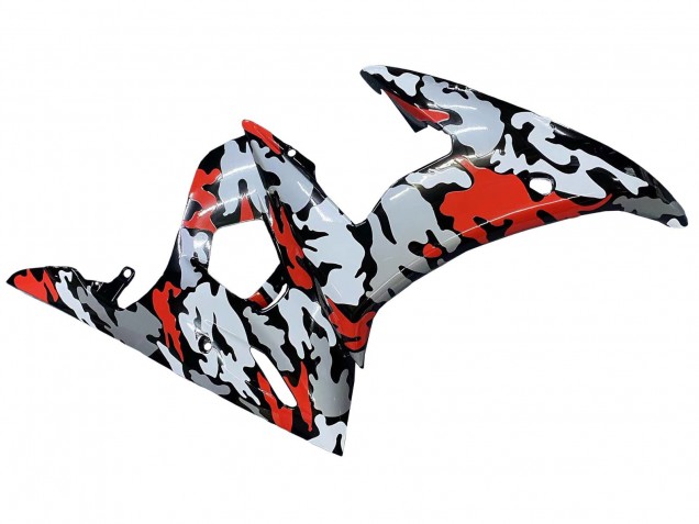 Billige Yamaha YZF R6S Motorrad Verkleidung 2006-2009 - Schwarz Rot Grau Camouflage