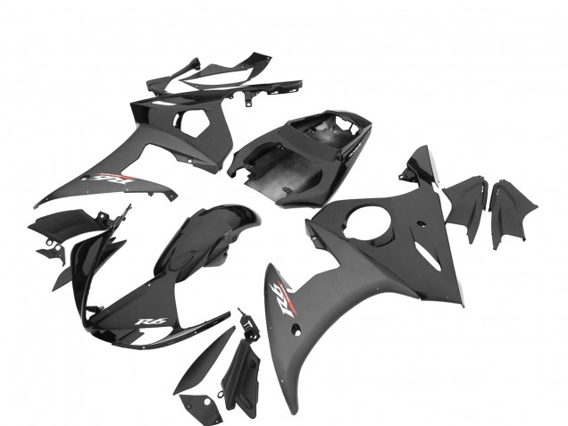 Billige Yamaha YZF R6S Motorrad Verkleidung 2006-2009 - Glanzendes Schwarz Matt Schwarz