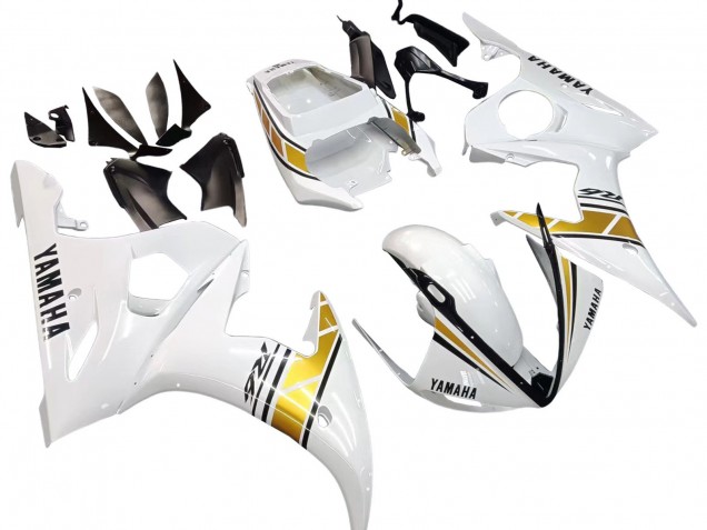 Billige Yamaha YZF R6 Motorrad Verkleidung 2003-2004 - Weiss Gold