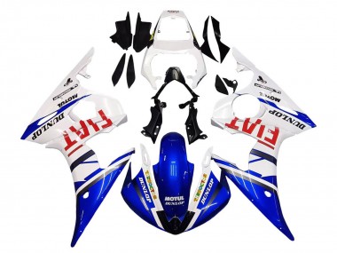 Billige Yamaha YZF 600 R6 Motorrad Verkleidung 2005 - Weiss Blau Dunlop Fiat Motul