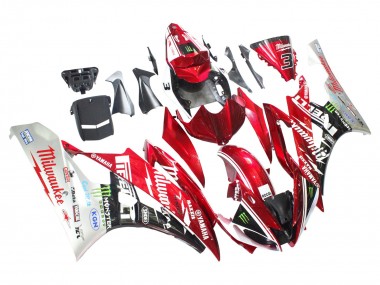 Billige Yamaha YZF 600 R6 Motorrad Verkleidung 2006-2007 - Weiss Rot Schwarz Grun Monster Milwaukee