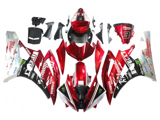 Billige Yamaha YZF 600 R6 Motorrad Verkleidung 2006-2007 - Weiss Rot Schwarz Grun Monster Milwaukee