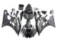 Billige Yamaha YZF 600 R6 Motorrad Verkleidung 2006-2007 - Matt Schwarz Silber Flamme