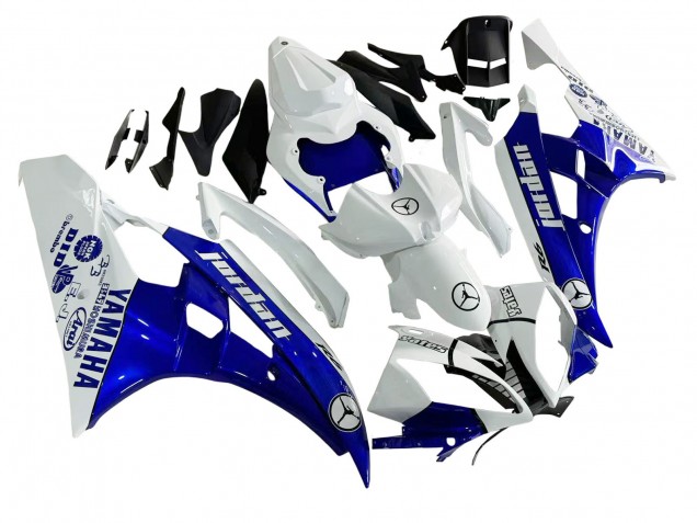 Billige Yamaha YZF 600 R6 Motorrad Verkleidung 2006-2007 - Weiss Blau Jordan
