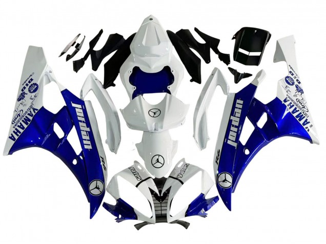 Billige Yamaha YZF 600 R6 Motorrad Verkleidung 2006-2007 - Weiss Blau Jordan