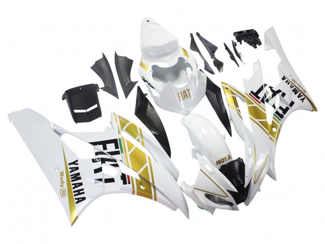 Billige Yamaha YZF 600 R6 Motorrad Verkleidung 2006-2007 - Weiss Gold Schwarz Fiat