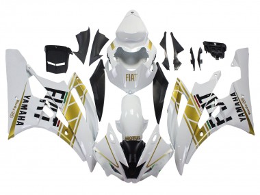 Billige Yamaha YZF 600 R6 Motorrad Verkleidung 2006-2007 - Weiss Gold Schwarz Fiat