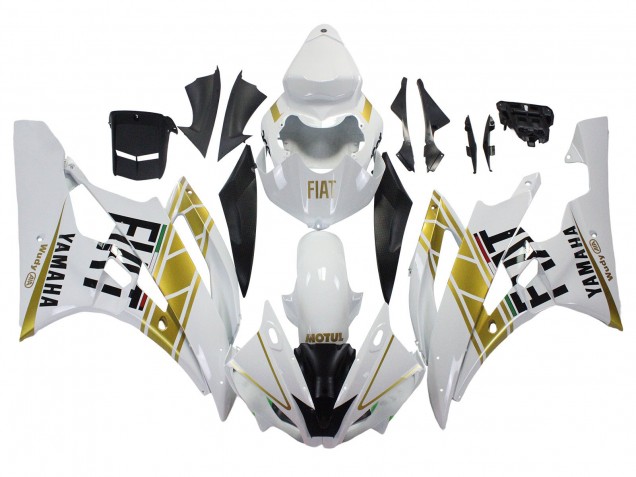 Billige Yamaha YZF 600 R6 Motorrad Verkleidung 2006-2007 - Weiss Gold Schwarz Fiat