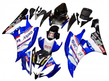 Billige Yamaha YZF 600 R6 Motorrad Verkleidung 2006-2007 - Weiss Blau Schwarz Fimer Volvo Yamalube Sterilgarda