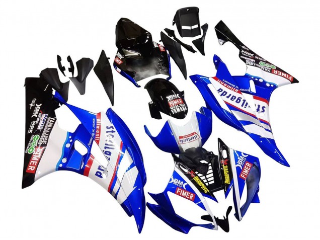 Billige Yamaha YZF 600 R6 Motorrad Verkleidung 2006-2007 - Weiss Blau Schwarz Fimer Volvo Yamalube Sterilgarda