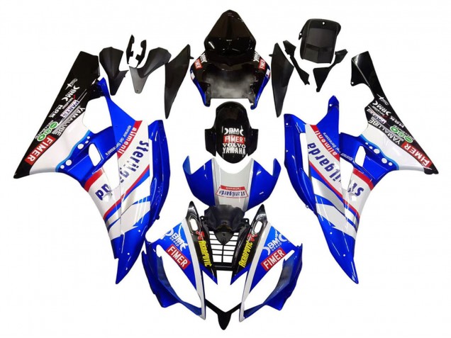 Billige Yamaha YZF 600 R6 Motorrad Verkleidung 2006-2007 - Weiss Blau Schwarz Fimer Volvo Yamalube Sterilgarda