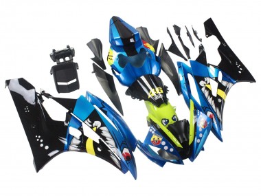Billige Yamaha YZF 600 R6 Motorrad Verkleidung 2006-2007 - Blau Neon Grun Schwarz Hai