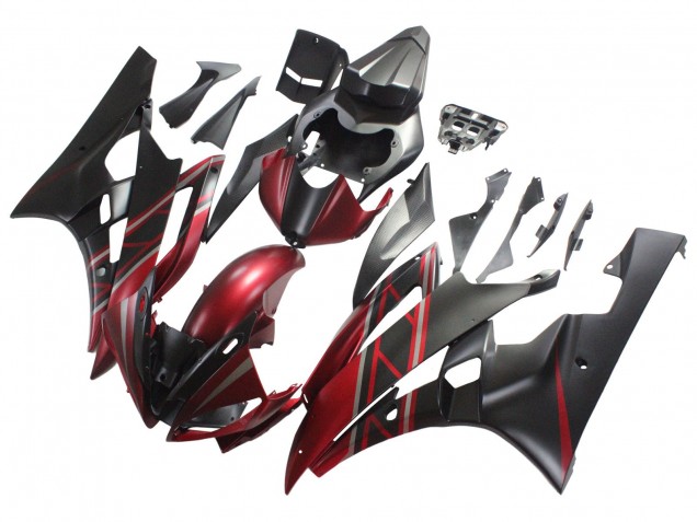 Billige Yamaha YZF 600 R6 Motorrad Verkleidung 2006-2007 - Rot Matt Schwarz