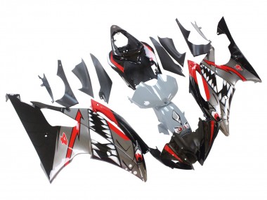 Billige Yamaha YZF 600 R6 Motorrad Verkleidung 2008-2016 - Silber Schwarz Rot Hai 4