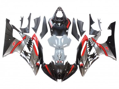 Billige Yamaha YZF 600 R6 Motorrad Verkleidung 2008-2016 - Silber Schwarz Rot Hai 4