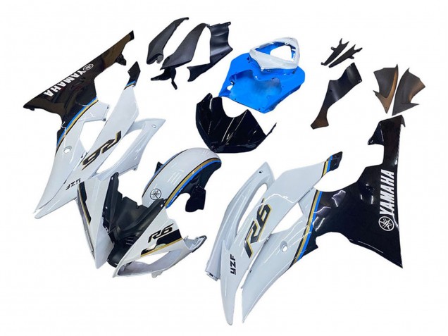 Billige Yamaha YZF 600 R6 Motorrad Verkleidung 2008-2016 - Weiss Blau Glanzendes Schwarz