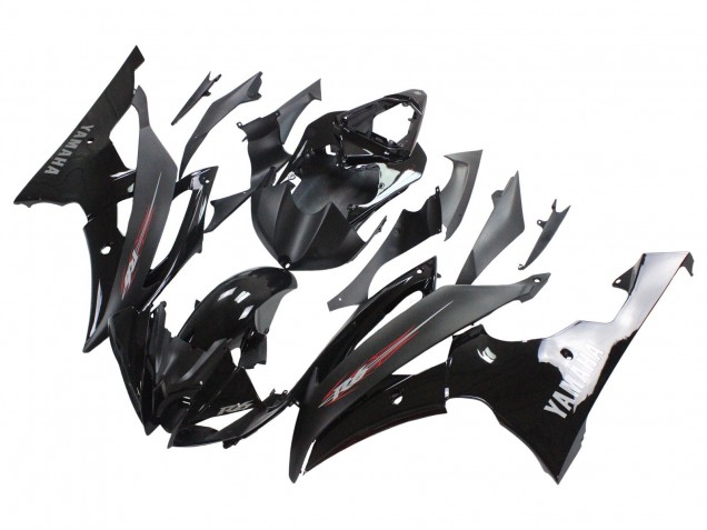 Billige Yamaha YZF 600 R6 Motorrad Verkleidung 2008-2016 - Glanzendes Schwarz Matt Schwarz