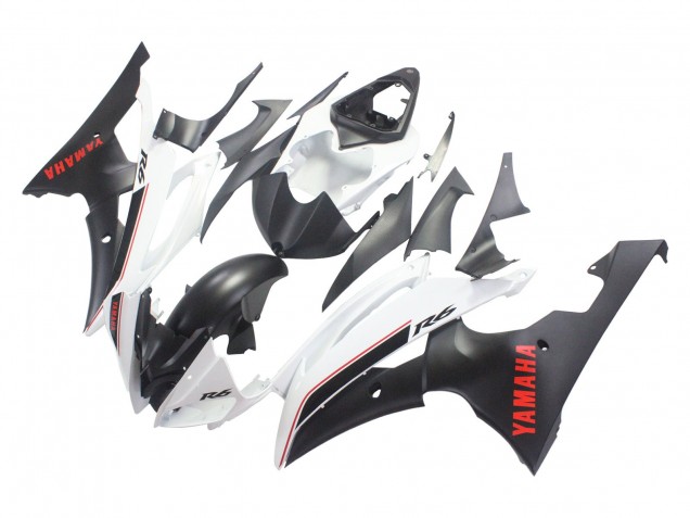 Billige Yamaha YZF 600 R6 Motorrad Verkleidung 2008-2016 - Weiss Matt Schwarz Rot Aufkleber