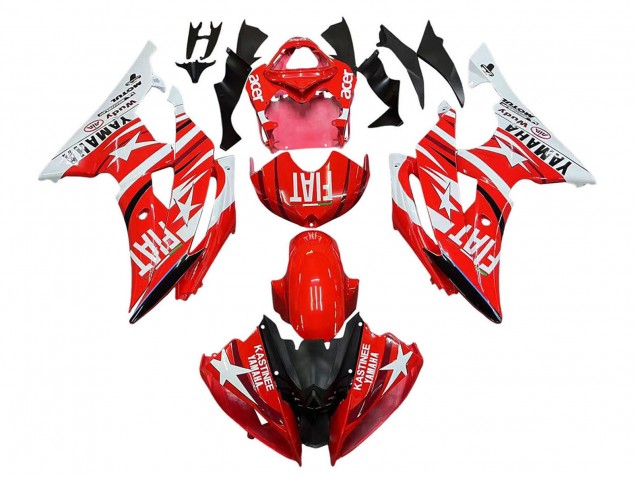 Billige Yamaha YZF 600 R6 Motorrad Verkleidung 2008-2016 - Weiss Rot Schwarz Fiat Acer