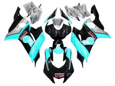 Billige Yamaha YZF 600 R6 Motorrad Verkleidung 2008-2016 - Hellblau Glanzendes Schwarz Petronas